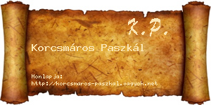 Korcsmáros Paszkál névjegykártya